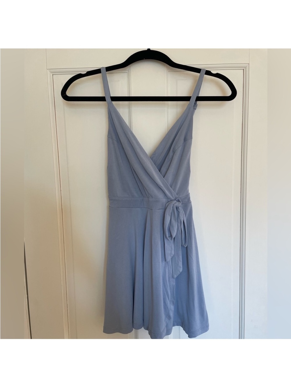 Urban Outfitters Light Blue Wrap-Front Romoer with Tie Waist